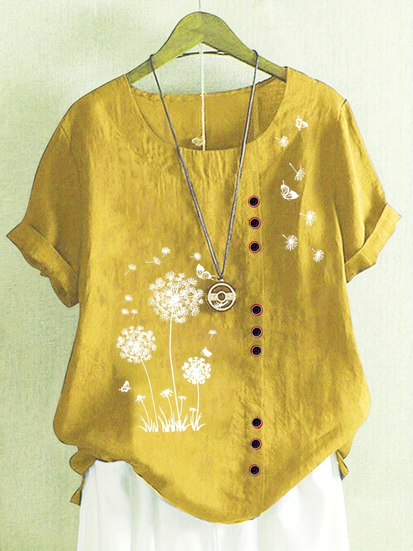 Crew Neck Short Sleeve T-Shirt For Spring & Summer