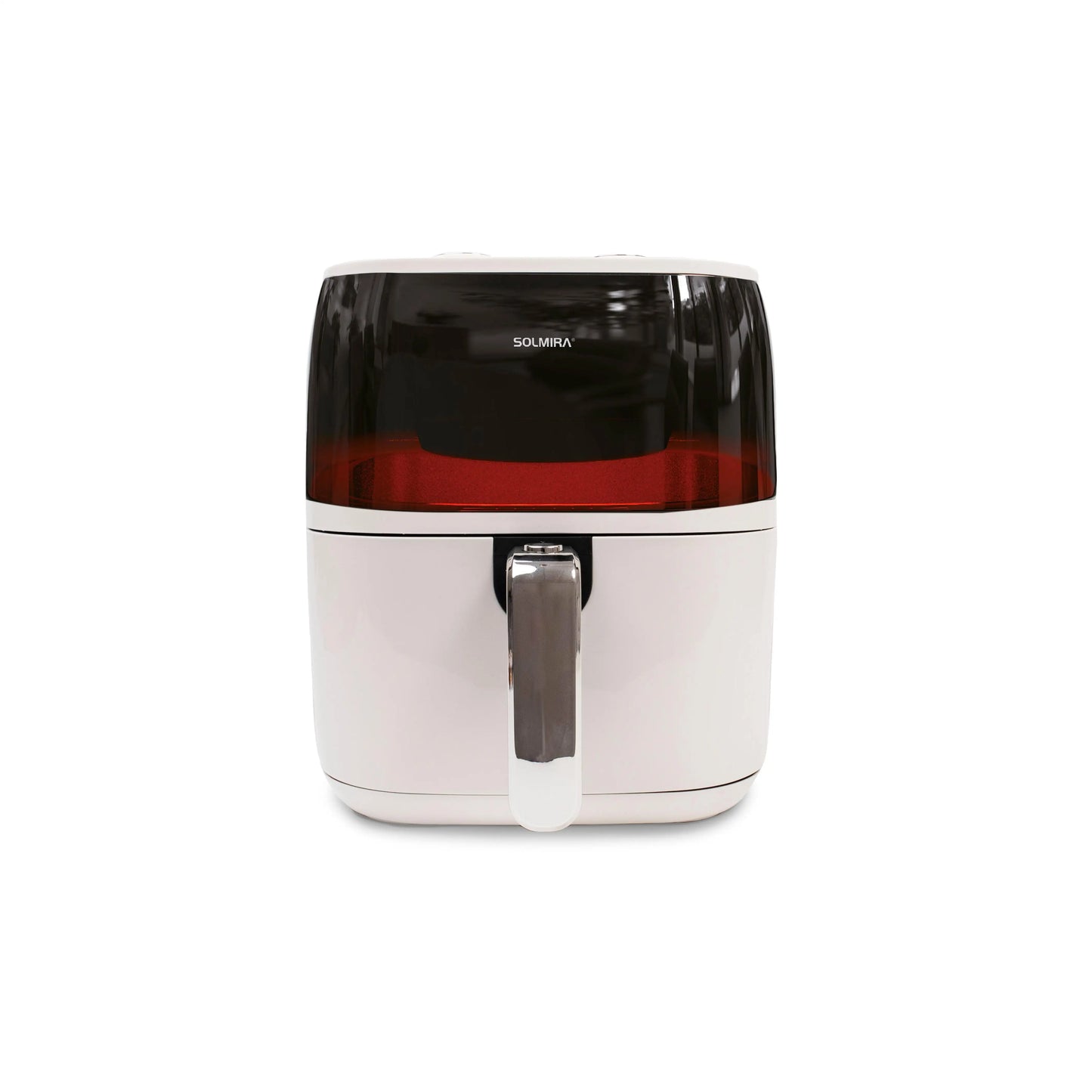 6L Air Fryer by SOLMIRA, 1400W capacity, designed for oil-free grilling, features a compact size of 40x34x38cm, CE certified, perfect for healthy cooking and equipped for various uses.