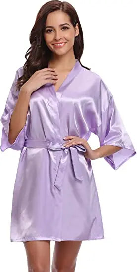 Satin Robe Female Intimate Lingerie Sleepwear Silky Bridal Wedding Gift Casual Kimono Bathrobe Gown Nightgown Sexy Nightwear