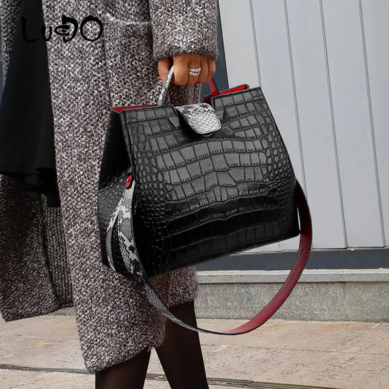 Brand Crocodile pattern Leather luxury Handbags Designer High Quality alligator large capacity Lady Shoulder Crossbody Bag