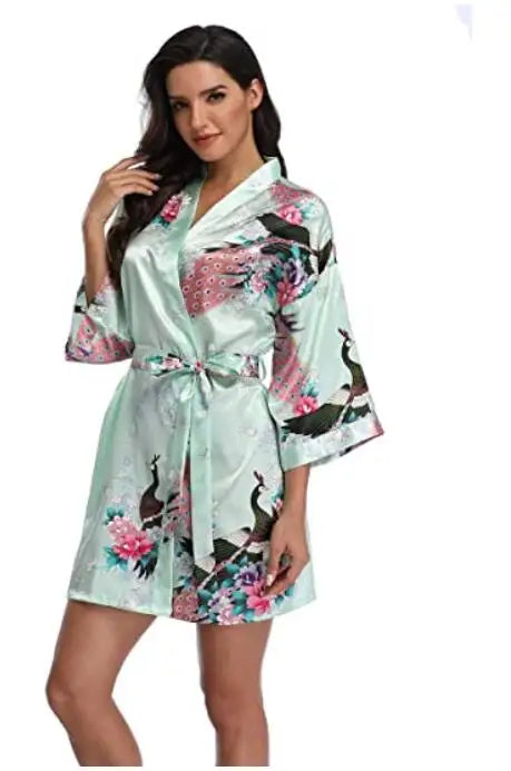 Rayon Robes Women Nightwear Flower Clothes Intimate Lingerie Casual Bath Gown