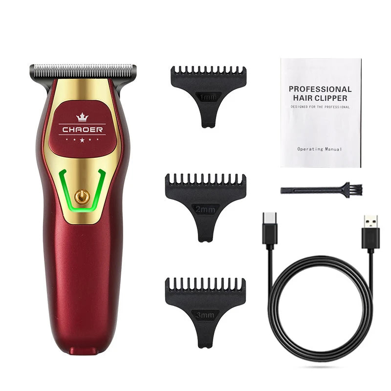 Powerful Professional Hair Trimmer Men 0 MM T Blade Electric Clipper Rechargeable