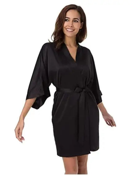Satin Robe Female Intimate Lingerie Sleepwear Silky Bridal Wedding Gift Casual Kimono Bathrobe Gown Nightgown Sexy Nightwear