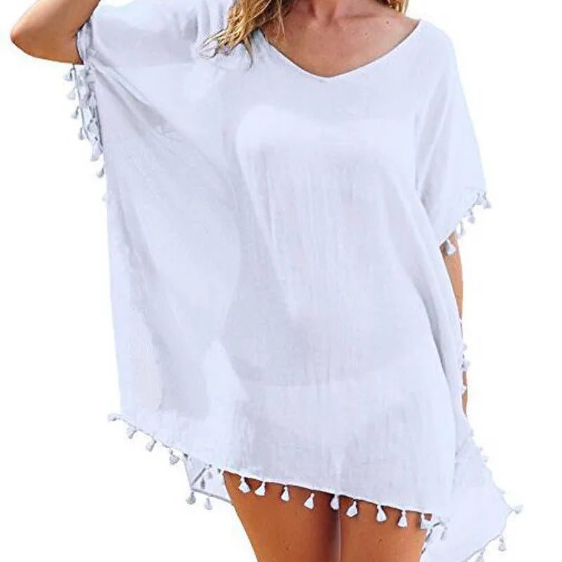 Summer Beach Loose Solid Color Casual Sea Side Clothes