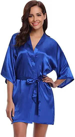 Satin Robe Female Intimate Lingerie Sleepwear Silky Bridal Wedding Gift Casual Kimono Bathrobe Gown Nightgown Sexy Nightwear