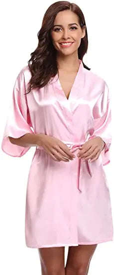 Satin Robe Female Intimate Lingerie Sleepwear Silky Bridal Wedding Gift Casual Kimono Bathrobe Gown Nightgown Sexy Nightwear