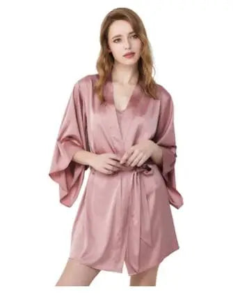 Satin Robe Female Intimate Lingerie Sleepwear Silky Bridal Wedding Gift Casual Kimono Bathrobe Gown Nightgown Sexy Nightwear