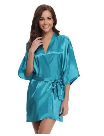 Satin Robe Female Intimate Lingerie Sleepwear Silky Bridal Wedding Gift Casual Kimono Bathrobe Gown Nightgown Sexy Nightwear