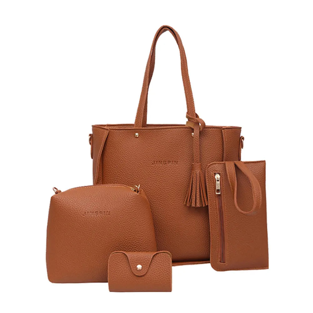 4Pcs/set Crossbody Bags Leather Shoulder Bags Purse Ladies PU Crossbody Bag Bolsa