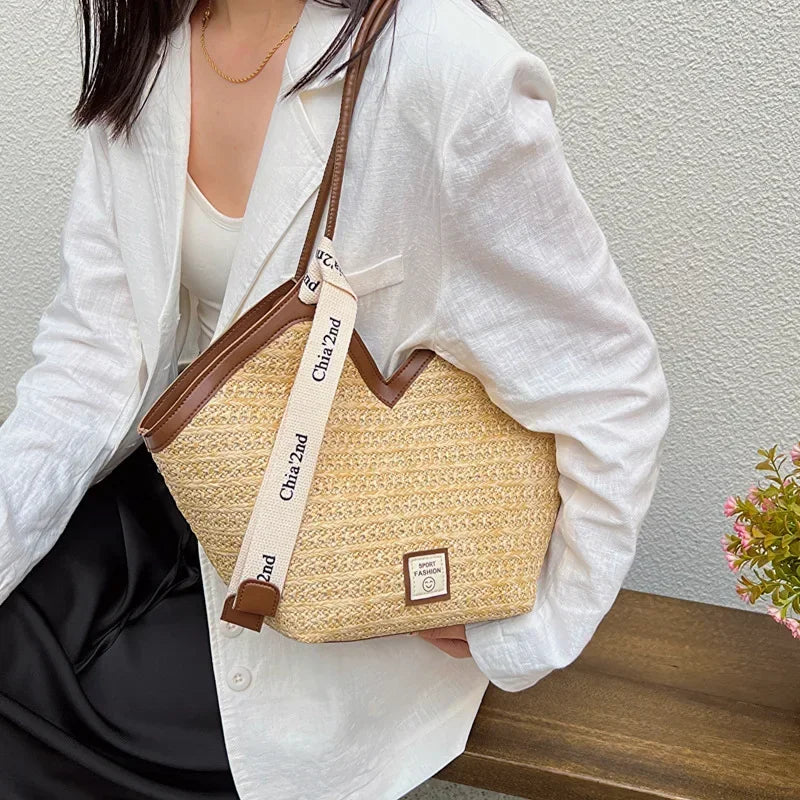 Bag Vintage Handmade Woven Shoulder Bag Raffia circle Rattan bags