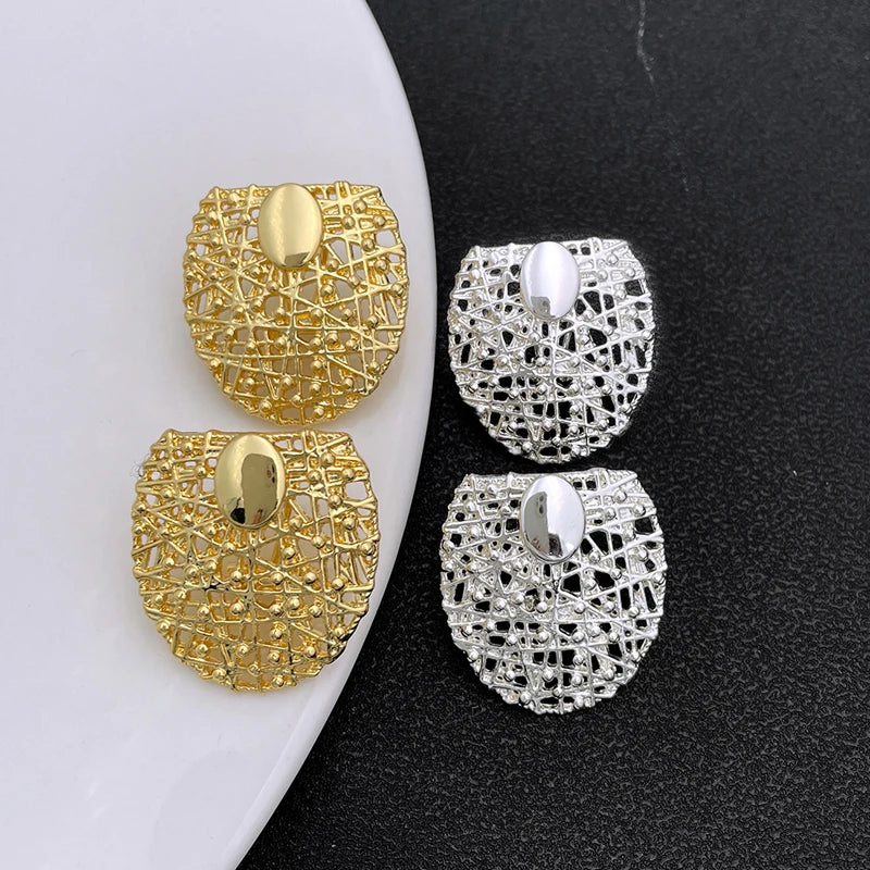 18K Gold Plated Necklace And Earrings Set 85cm Long Chain Jewelry Adjustable Length 3pcs