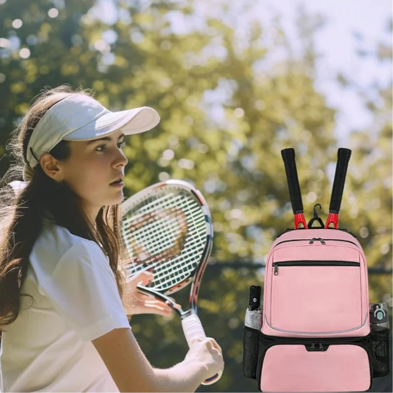 Professional Tennis Backpack Large Capacity Sports Racket Pack Holds 1-2 Tennis Rackets Outdoor Badminton Bag With Shoe Pocket