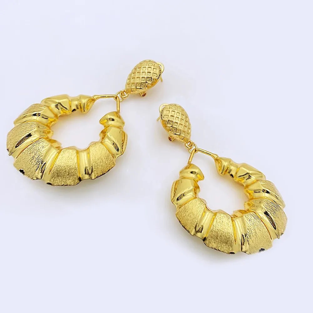 Exaggerate Big Earring Gold Color Large Pendant Necklace Jewelry Accessories