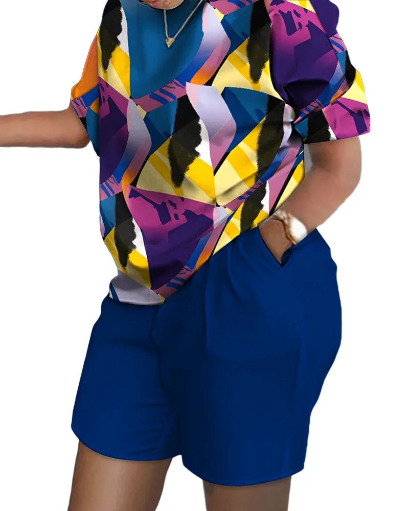Summer Luxury T-shirt+Shorts 2 Piece Sets Soft Jogging Tracksuit