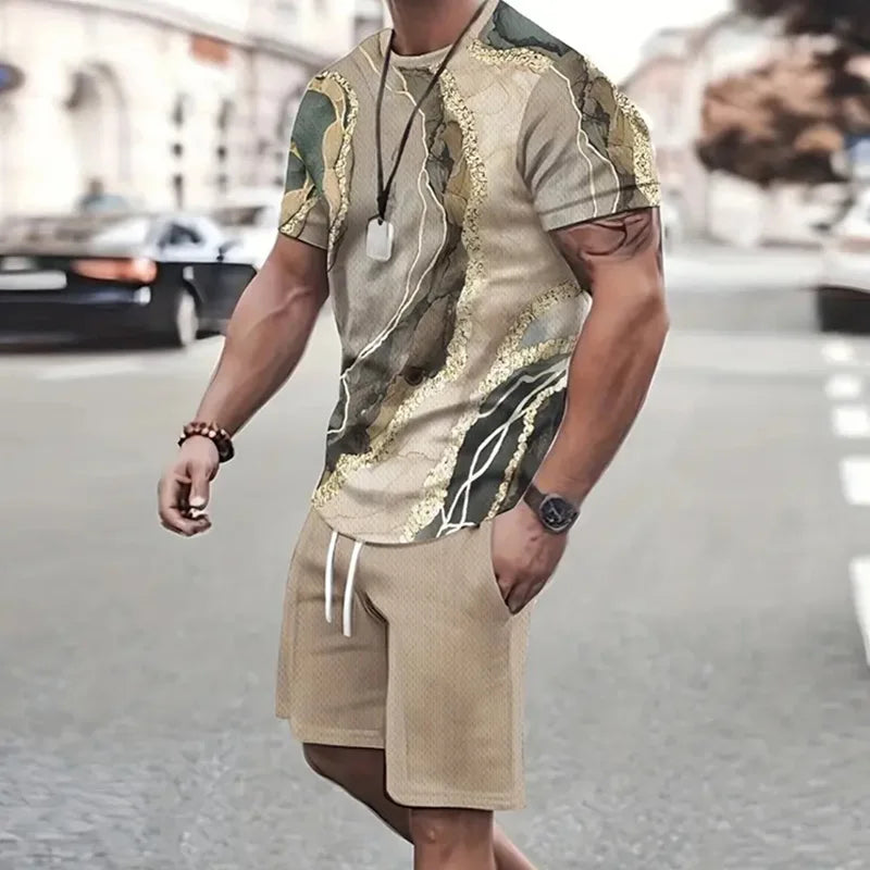 Sportswear Short Sleeve T Shirt Summer Two Piece Suit For Men