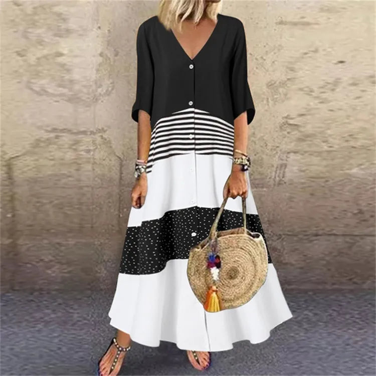 Sexy V-neck Fashion Printed Long