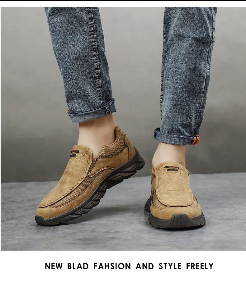 Men Sneakers Comfortable Leather Flat Footwear For Men