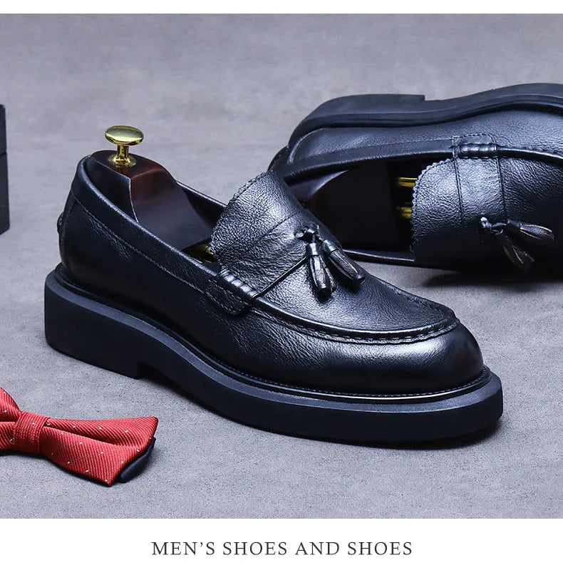 Soft Leather Elegant Mens Dress Loafers Shoes Luxury Genuine Leather Shoes