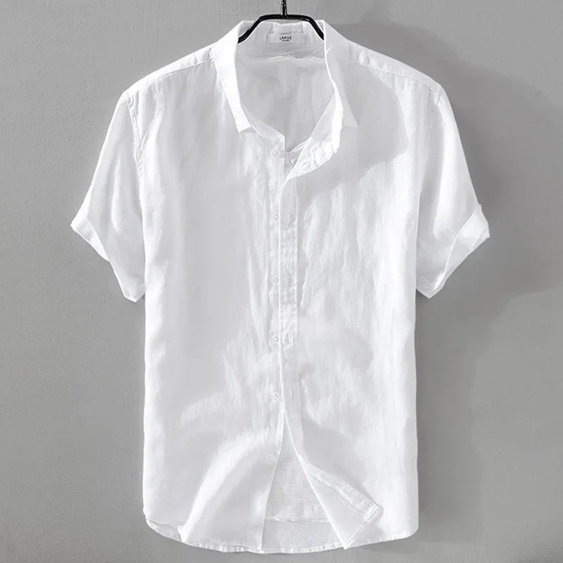 Pure Linen Short Sleeve Shirt For Men