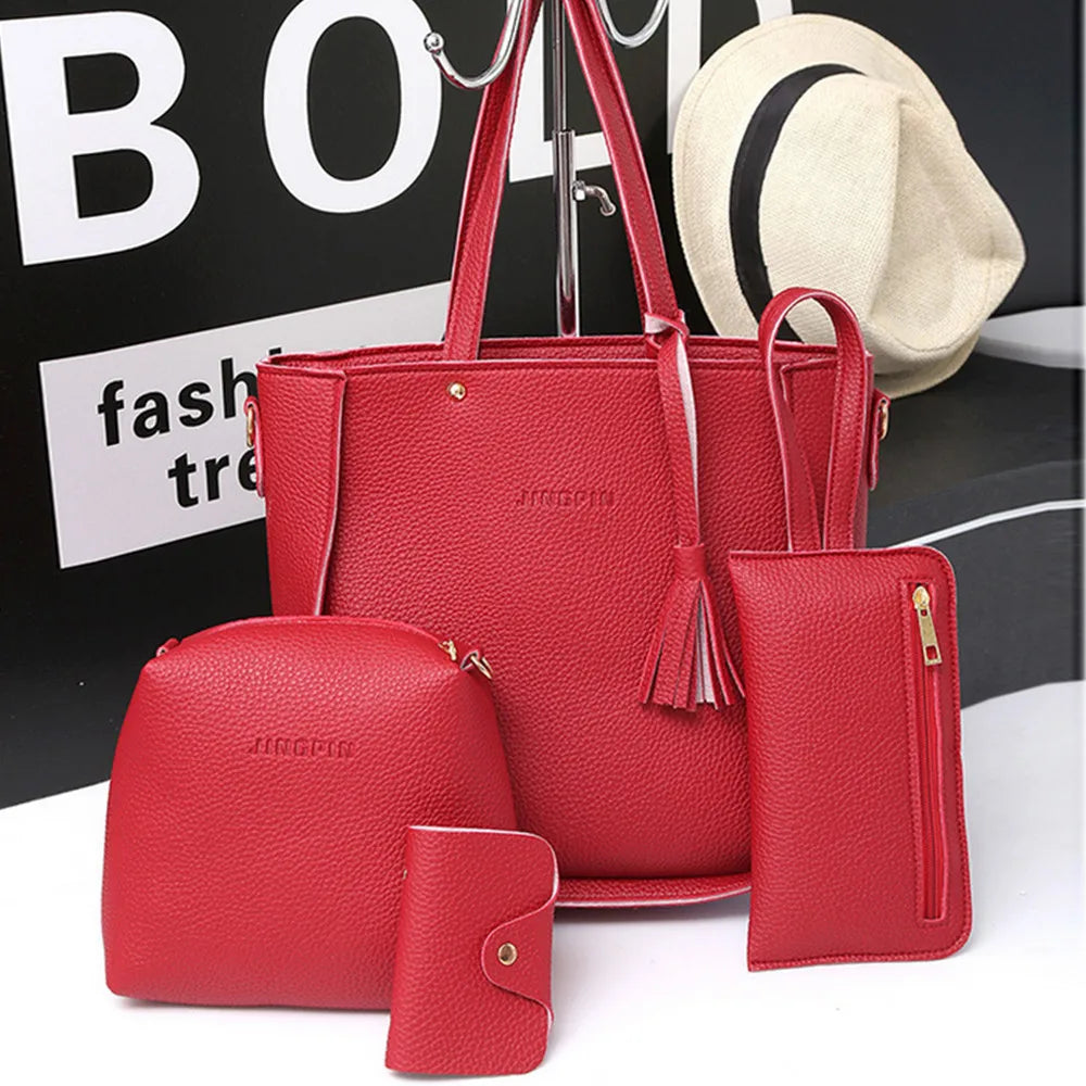 4Pcs/set Crossbody Bags Leather Shoulder Bags Purse Ladies PU Crossbody Bag Bolsa