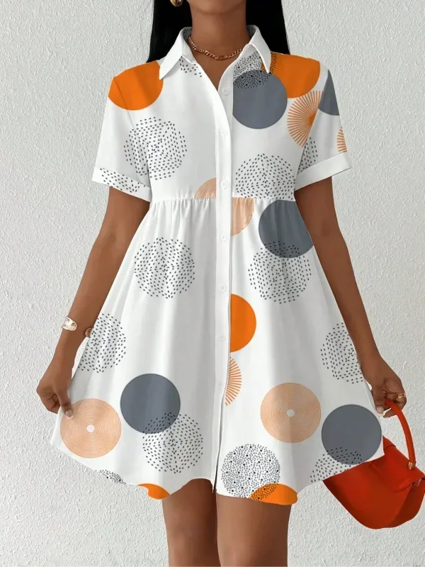 Summer Fashion Button-Up Lapel Collar Short Sleeves