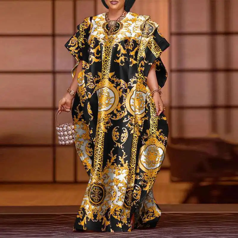 Plus Size Elegant Sexy Printed Patchwork Bat-wing Sleeve