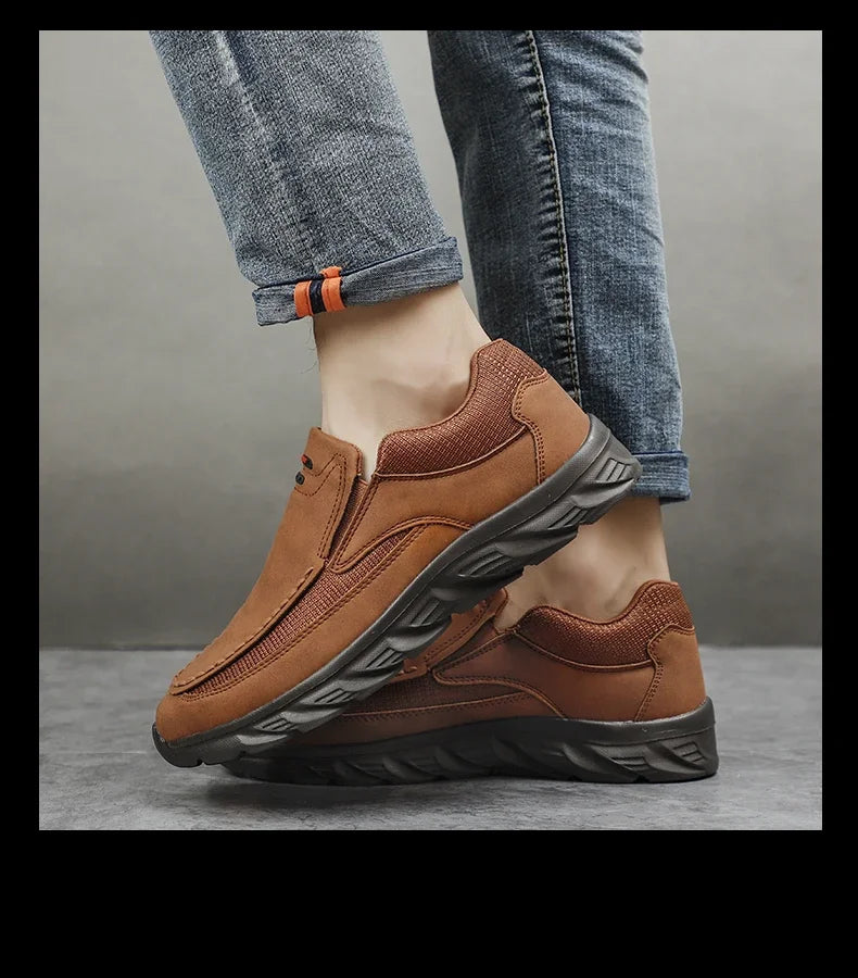 Men Sneakers Comfortable Leather Flat Footwear For Men