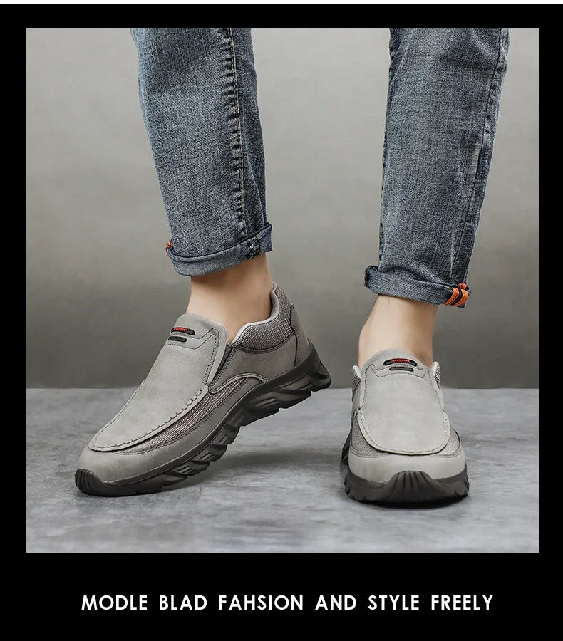 Men Sneakers Comfortable Leather Flat Footwear For Men