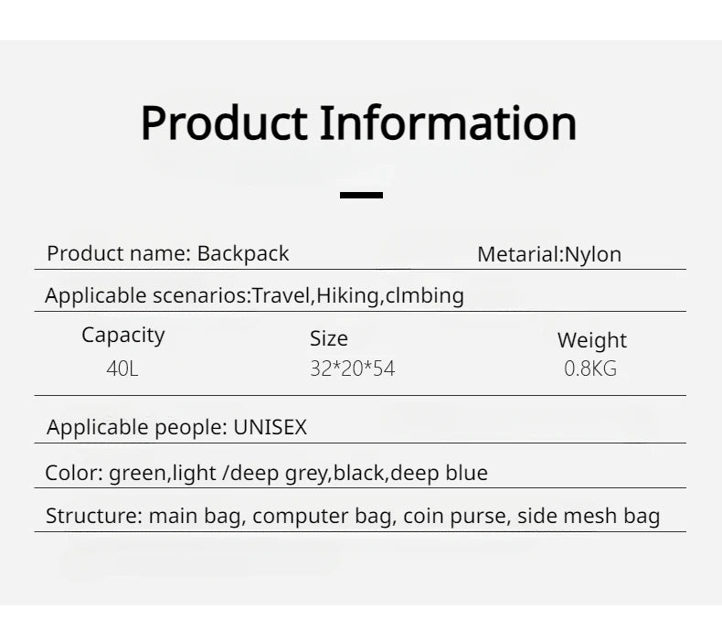 Backpacking Travel And Hiking Outdoor Mountaineering Bags