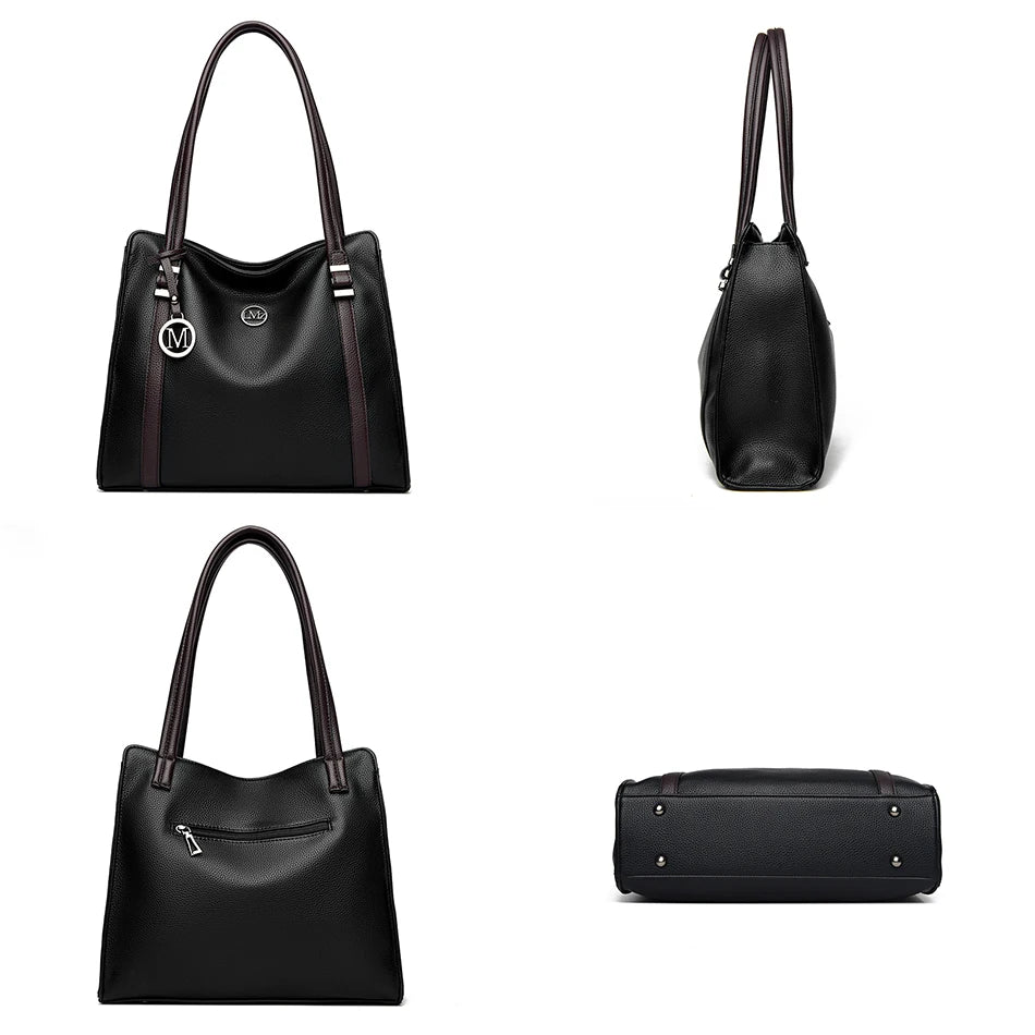 Soft Leather Luxury Handbags Large Capacity Shopping Bag