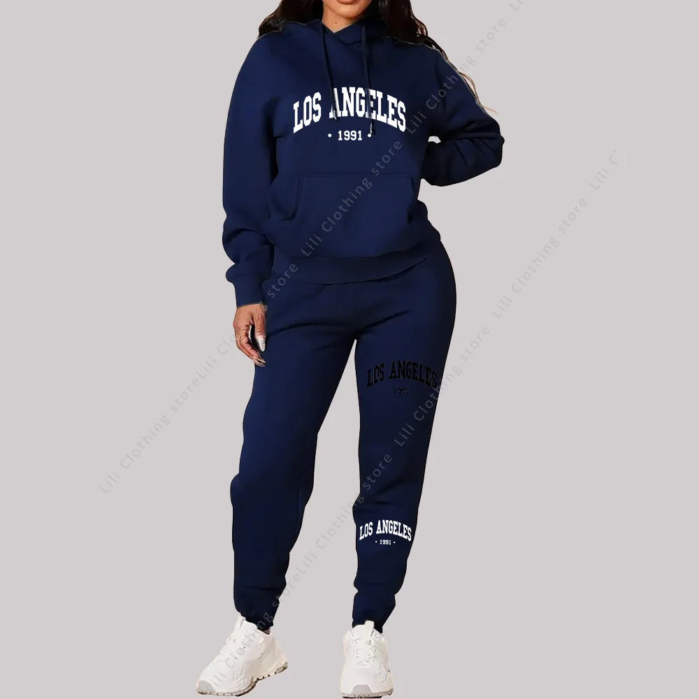 Women Sportswear Sweatsuit Los Angeles Letter Print