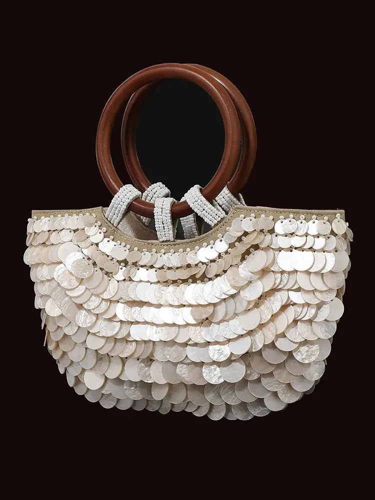 New handmade beaded shell evening party handbag Premium style beach vacation bag