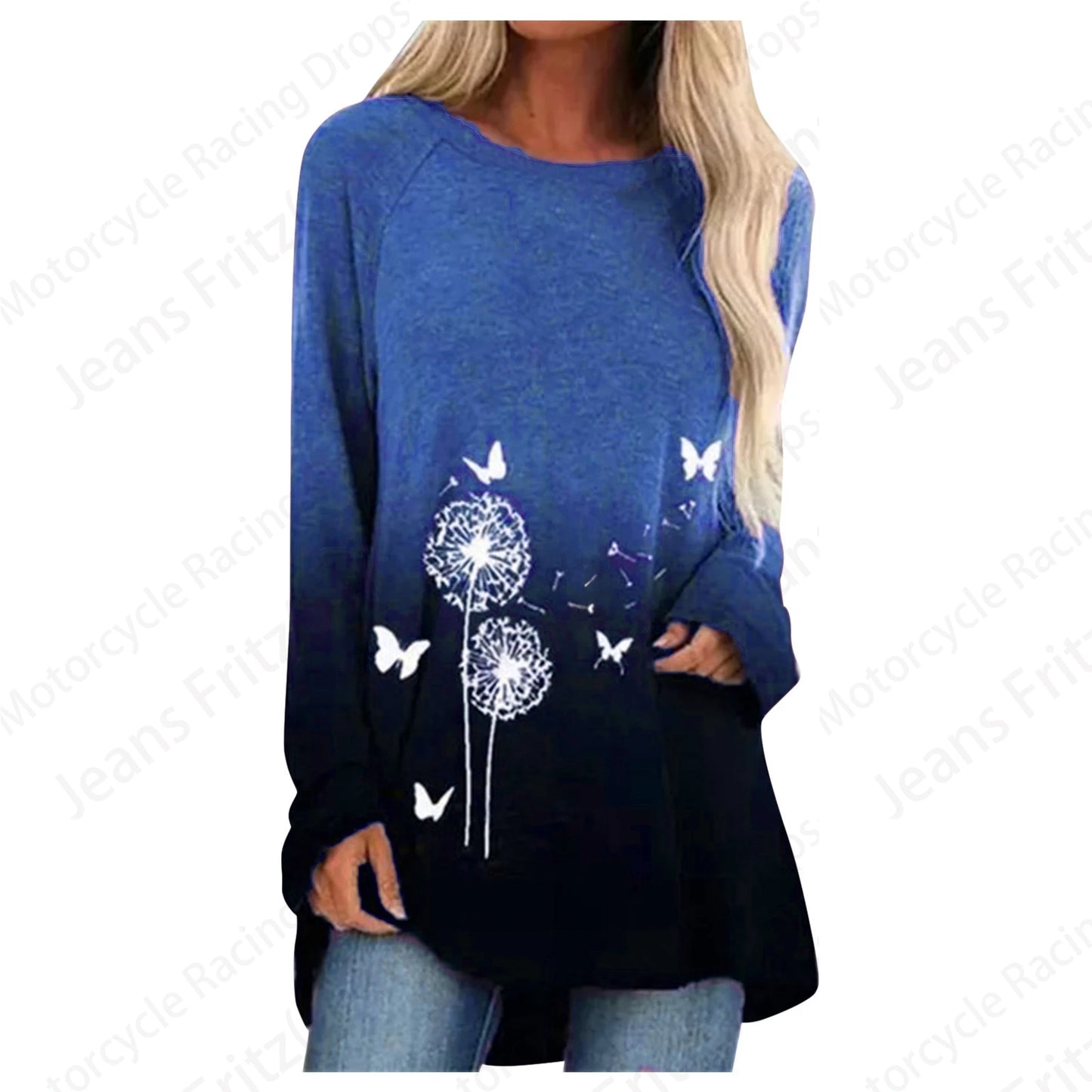 Long Sleeve Tops Lady Tshirt Tunic Clothing