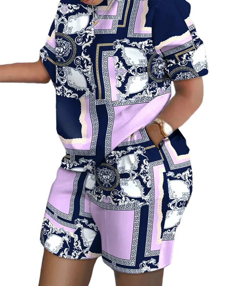 Summer Luxury T-shirt+Shorts 2 Piece Sets Soft Jogging Tracksuit