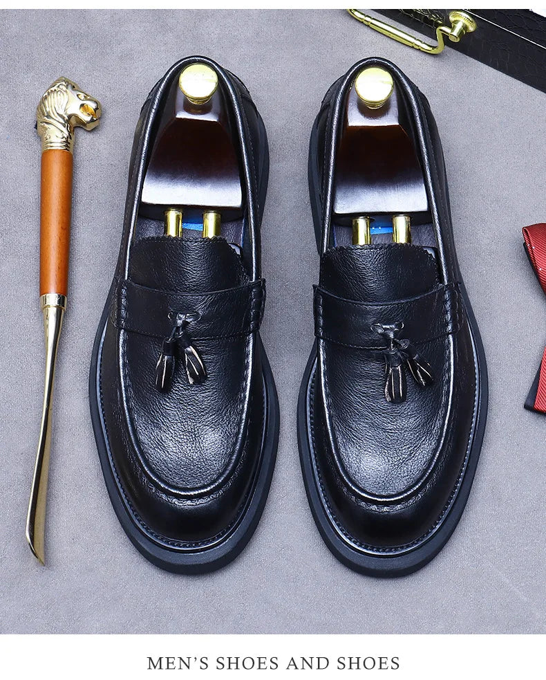 Soft Leather Elegant Mens Dress Loafers Shoes Luxury Genuine Leather Shoes