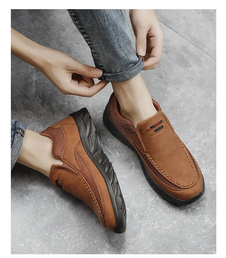 Men Sneakers Comfortable Leather Flat Footwear For Men