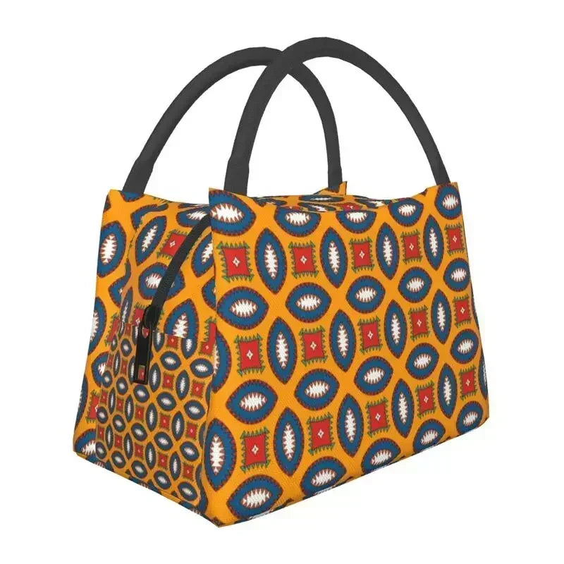 Ankara Print Insulated Lunch Bag for African Pattern Wax Design
