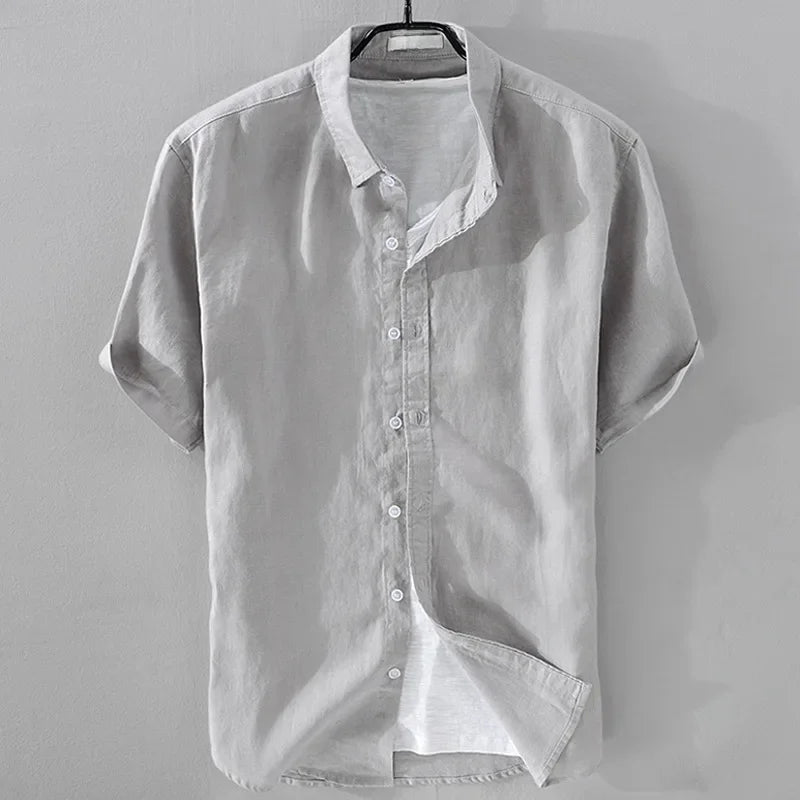 Pure Linen Short Sleeve Shirt For Men