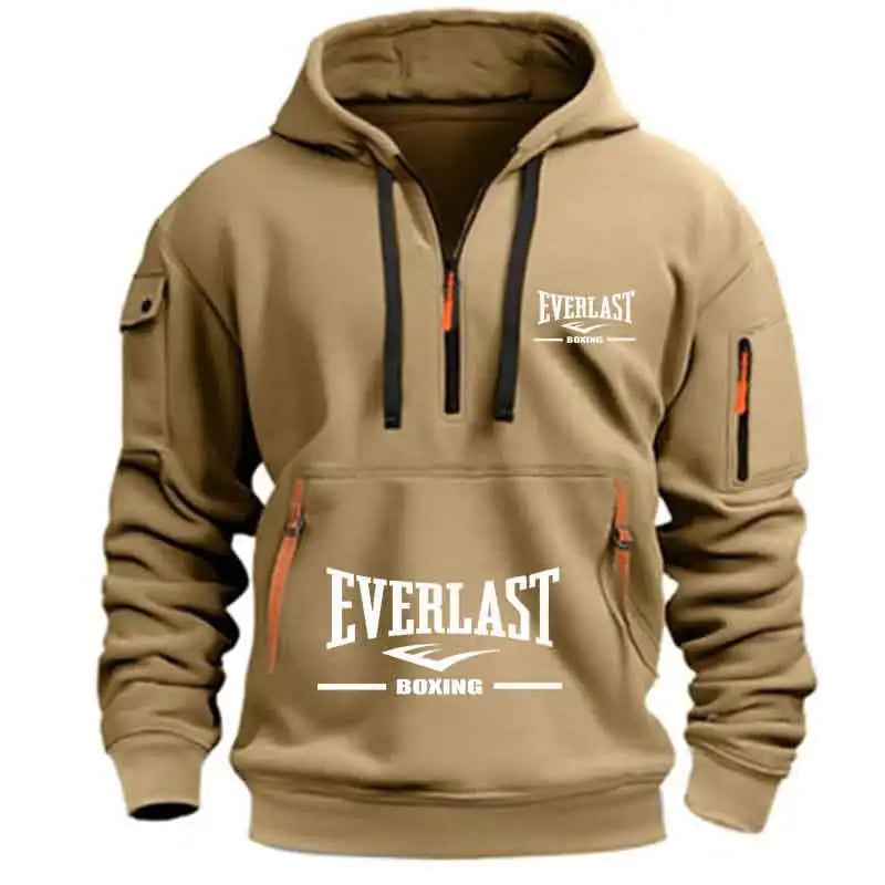 Men's Fashion Casual Hoodie Multi-pocket Sports Long-sleeve Sweatshirt Fitness Pullover