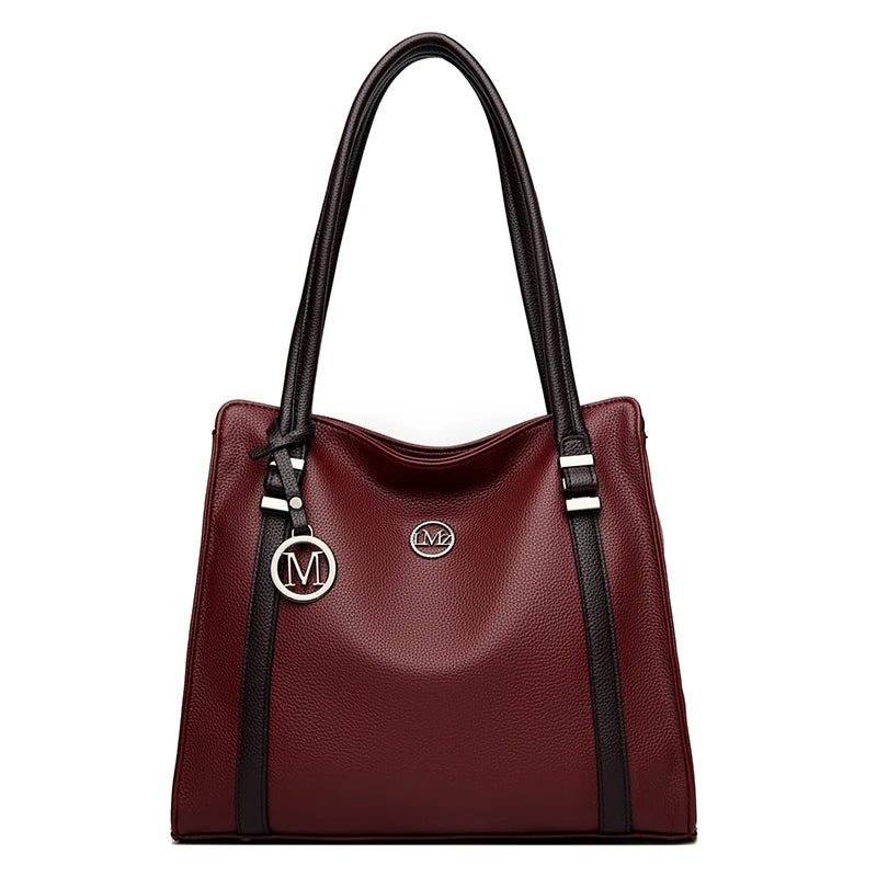 Soft Leather Luxury Handbags Large Capacity Shopping Bag