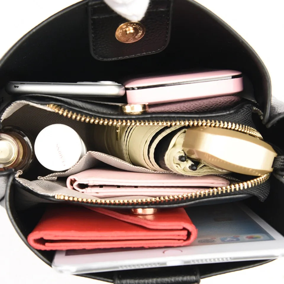 High Quality Leather Three layers Ladies Shoulder Crossbody Bag