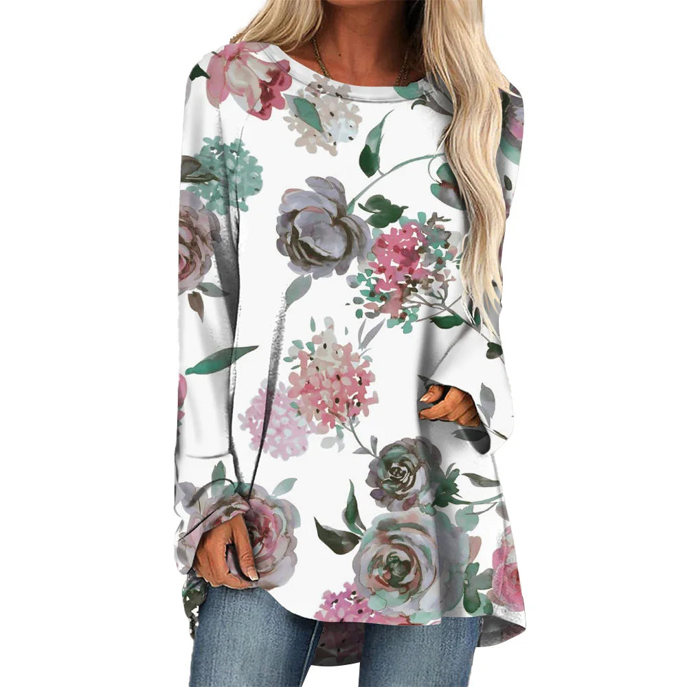 Round Neck Long Sleeve Blouse
