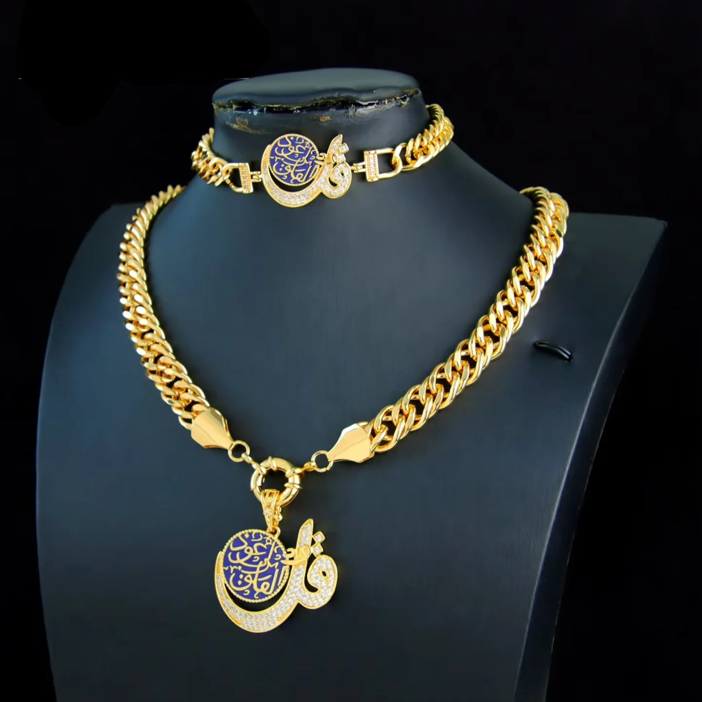 Luxury Gold Color Necklace Bracelet 21k Gold Plated Jewelry