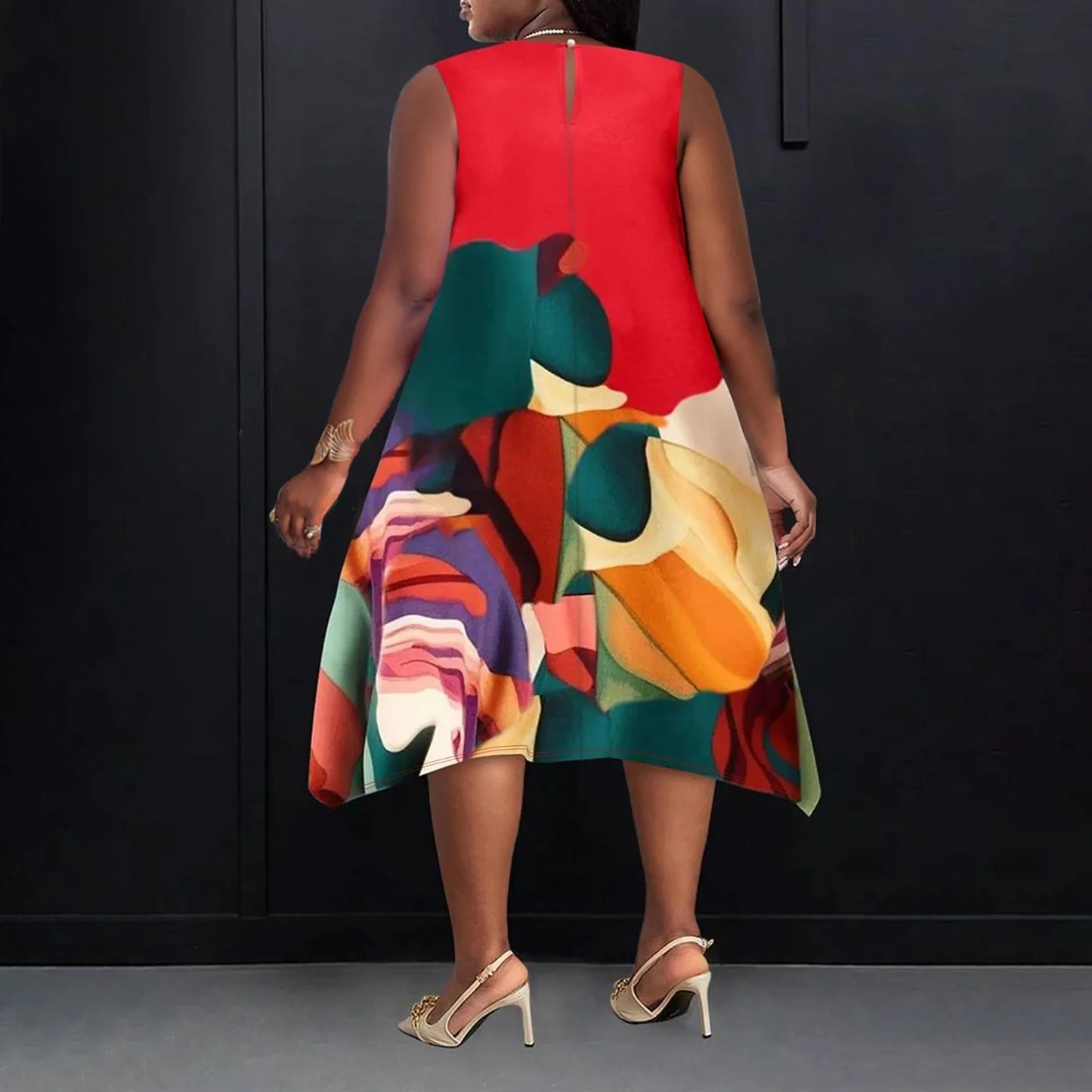 Plus Size Summer Sleeveless Street Style Midi Dress