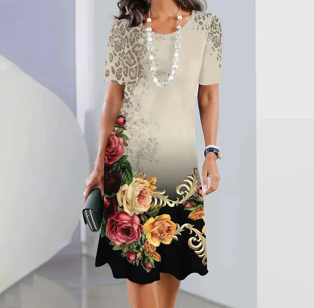 Floral Loose Vintage Sexy Elegant Party Mid Sleeve Dress