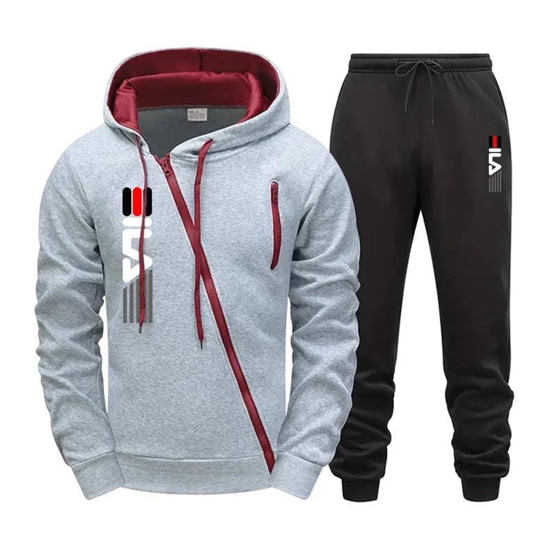 Men's Zipper Hoodie Sweater Gym Fitness Tracksuit 2pcs Set Fall Winter Daily Casual Sports Jogger Suit