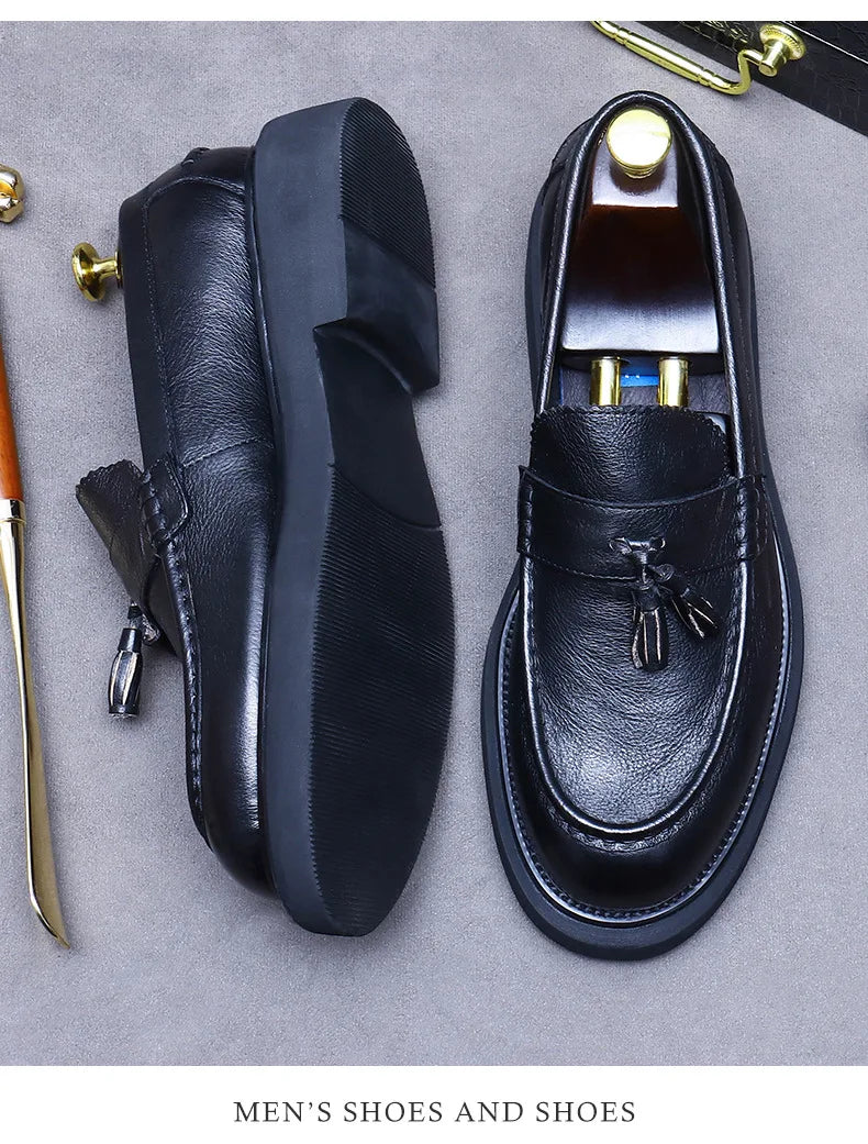 Soft Leather Elegant Mens Dress Loafers Shoes Luxury Genuine Leather Shoes