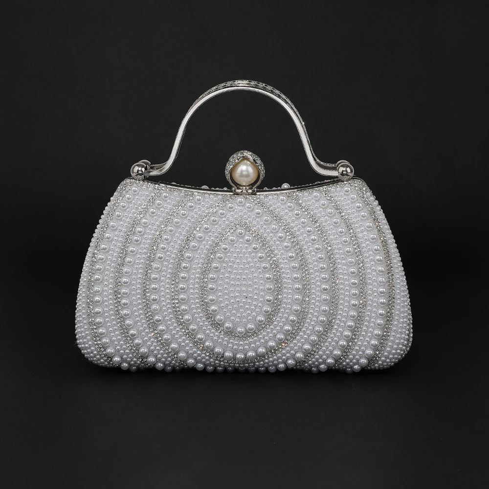 New pearl evening bag set with diamonds versatile for wedding banquet and party dresses handbag for romantic date shoulder bag