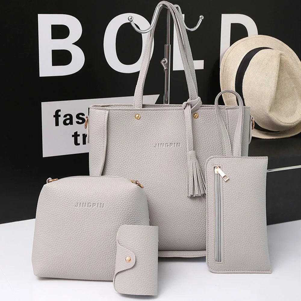 4Pcs/set Crossbody Bags Leather Shoulder Bags Purse Ladies PU Crossbody Bag Bolsa
