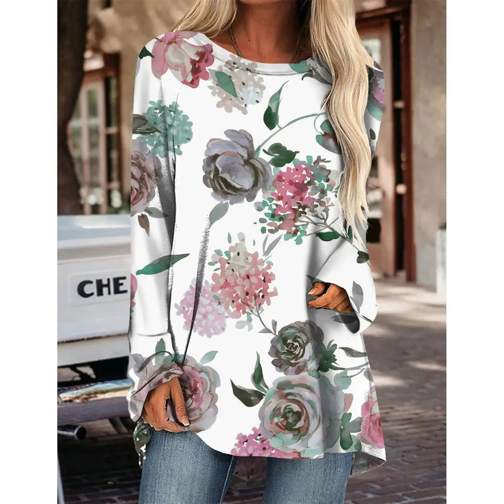 Round Neck Long Sleeve Blouse